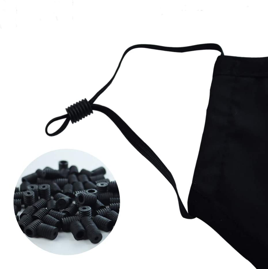 Black Cord Locks Silicone PVC Toggles for Drawstrings, Adjustable